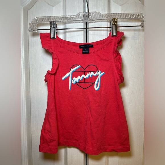 Tommy Hilfiger - Girls Kids Red Sleeveless Tank Logo Top Basic Casual Shirt - Picture 1 of 3